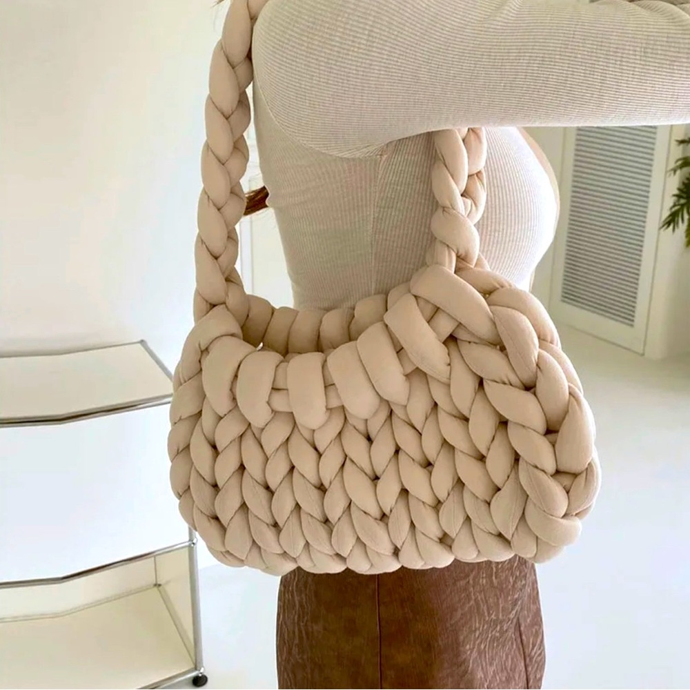 Casual Crochet Women Shoulder Bag Knitted Handbag Handmade Woven Tote Purse